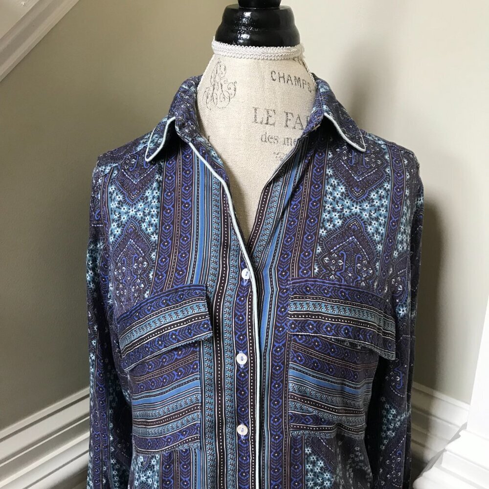 Omika Palma Maxi Shirt Dress Womens XS Blue Long Sleeve Button Down Modal Boho - Picture 4 of 11